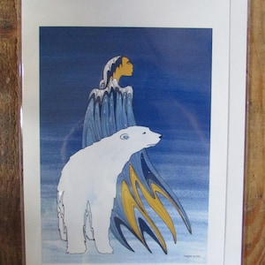 Novo cartão de arte "MOTHER WINTER" da artista Sioux Maxine Noel 6x9" em branco dentro com envelope Feito no Canadá (#1171)