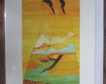 New  "SISTERS Of The EARTH" art card by Sioux artist Maxine Noel 6x9" blank inside w/envelope Made in Canada (#577)