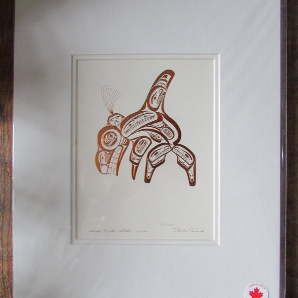 Embossed Copper art print "Haida KILLER WHALE - SKAANA"  by Haida artist Bill Reid  11" x 14" Matted