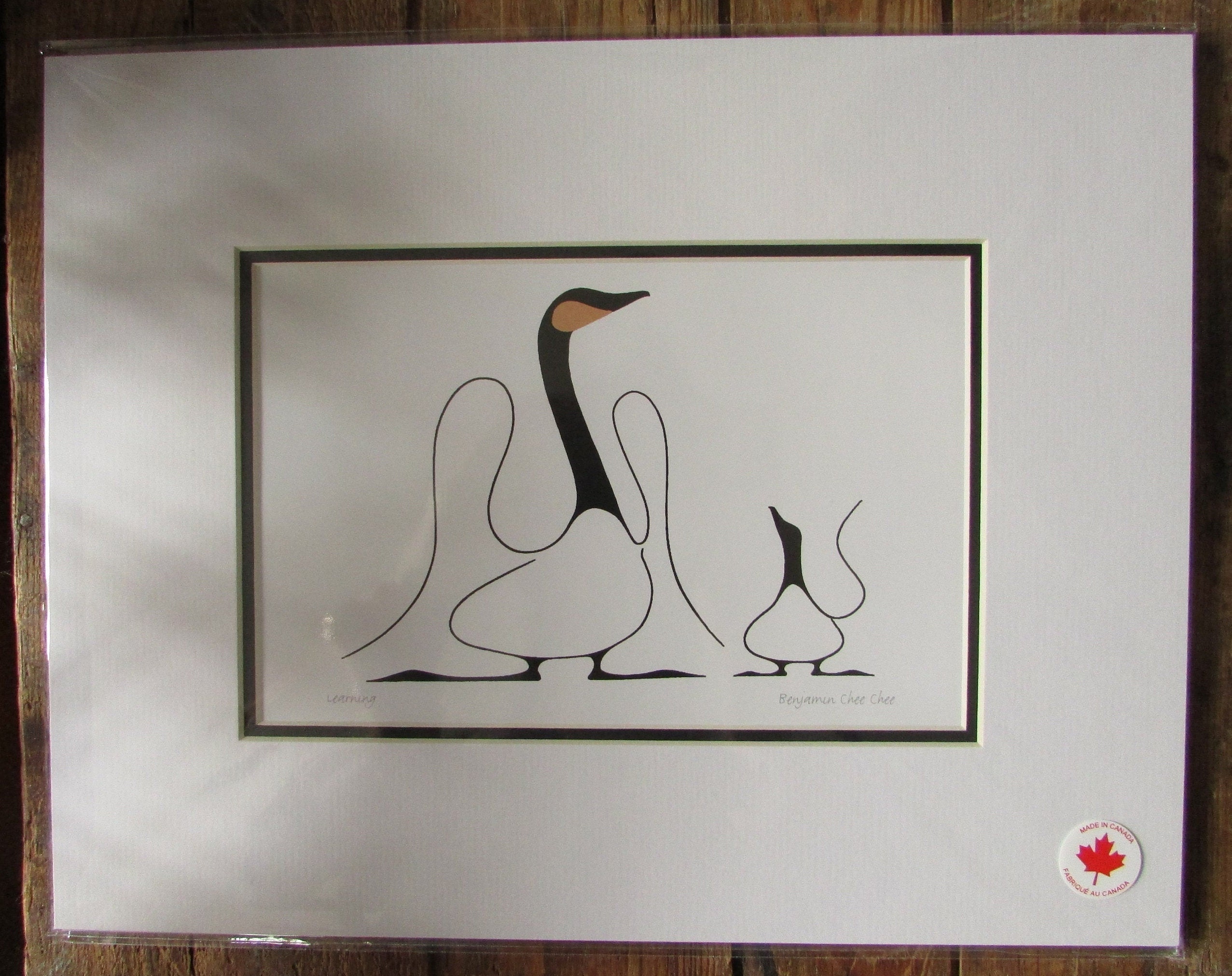 Matted Art Print learning by Artist Benjamin Chee Chee 11x14 Made in