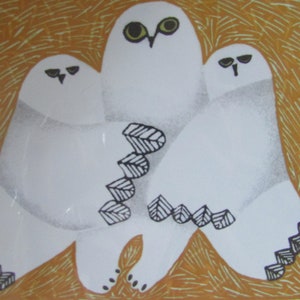 New OWL's CUDDLE, 2015 art card by Inuit artist Ningeokuluk Teevee 6x9 blank inside w/envelope 1096 Made in Canada image 2