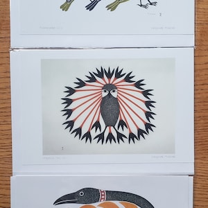 Kenojuak Ashevak Inuit-kunstenaar 1927 - 2013 Kunstkaarten "Promenade, 2010" "Floral Passage, 2007" "Majestic Owl, 2011"