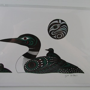 New &quot;LOONS&quot; art card by Cowichan Tribes Native Band artist Joe Wilson  6&quot; x 9&quot; with envelope and blank inside #149