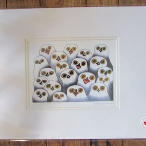 New &quot;PARLIAMENT of OWLS&quot; art print by Inuit artist Kananginak Pootoogook (1649) 11&quot;x14&quot; Made in Canada