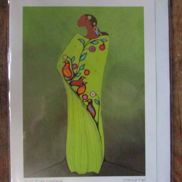 New "SPIRIT of the WOODLANDS" art card by Sioux artist Maxine Noel  6"x9" w/envelope  Blank inside (#1174)