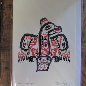 NOWA karta artystyczna „GHUUT - Haida Eagle” autorstwa artysty Haida, Billa Reida, 6"x9" Pusta w środku z kopertą Wyprodukowano w Kanadzie (#2142)