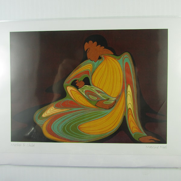 Maxine Noel  Santee Oglala Sioux artist  "MOTHER & CHILD" art card 6"x9" and envelope