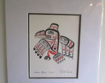 New  "HAIDA RAVEN - XUUYA"  by Haida artist Bill Reid  11" x 14" Matted and ready to frame (#20025)