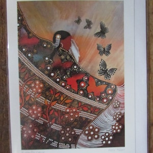Nouvelle carte d'art Betty Albert « DANSE DES PAPILLONS » 6 x 9 pouces, vierge à l'intérieur avec enveloppe Fabriquée au Canada (pod3006)