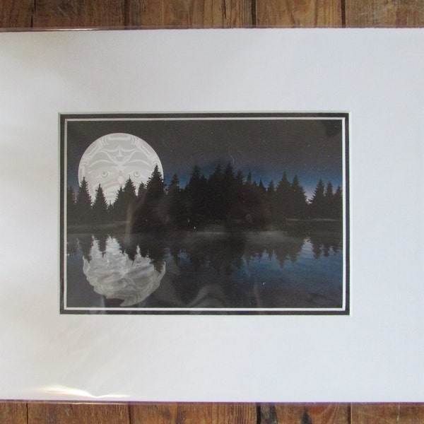 Matted art print  "SERENITY"  by  First Nations artist Andy Everson 11"x14"  Made in Canada