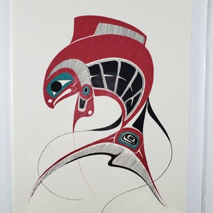 Neue Kunstkarte ""SALMON"" von Danny Dennis, Künstler von der US-Küste, 6"x9" mit Umschlag Blank innen."