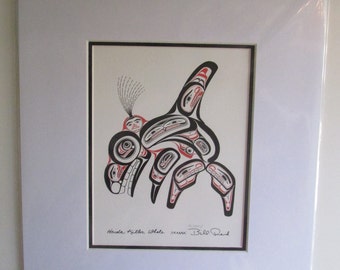 New  "Haida KILLER WHALE - SKAANA"  by Haida artist Bill Reid  11" x 14" Matted and ready to frame (#20027)