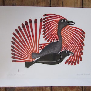 Nouvelle carte d'art « INTRUDING RAVEN » par l'artiste inuit Kenojuak Ashevak Vierge à l'intérieur de 6 x 9 po. avec enveloppe (#1102)