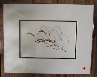 Matted art print "AUTUMN FLIGHT" by artist Benjamin Chee Chee  11"x14"   Made in Canada