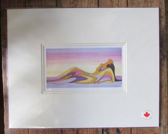 Matted art print "MORNING'S DAUGHTER"  by Sioux artist Maxine Noel  11"X14"  Made in Canada