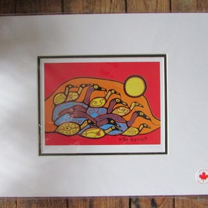 Art print &quot;FLOCK OF LOONS&quot; by world renowned Ojibway artist Norval Morrisseau  11&quot; x 14&quot; matted