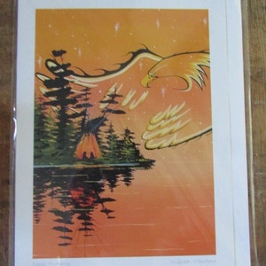 NIEUWE "EAGLE PROTECTOR" kunstkaart door William Monague Met envelop leeg binnen Made in Canada (#2546)