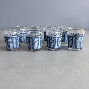Vintage Jeannette Glass Corinthians Blue Whiskey Glasses Lot of 8 Shot Glasses image 2