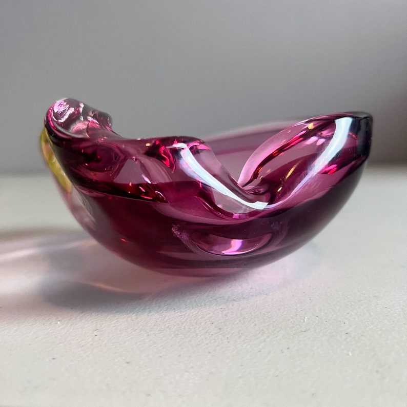 Vintage Murano Glass Cigar Ashtray Purple and Pink MCM Seguso Sommerso Bild 7