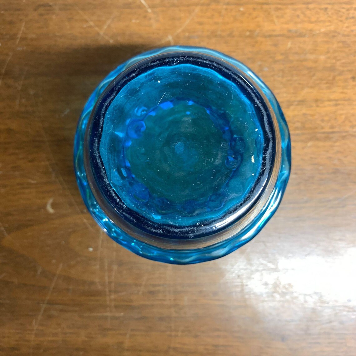 Vintage Optic Dot Blue Glass Lamp Globe With Gold Paint Etsy