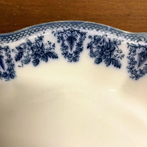 Antique WH Grindley Brussels Blue Flow Blue Oval Vegetable Bowl image 6