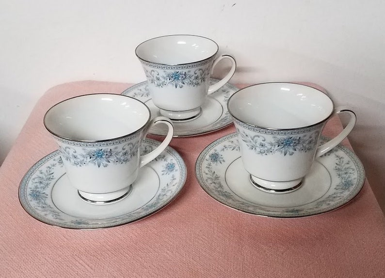 Vintage Noritake Blue Hill Footed Tea Cup and Saucer image 3