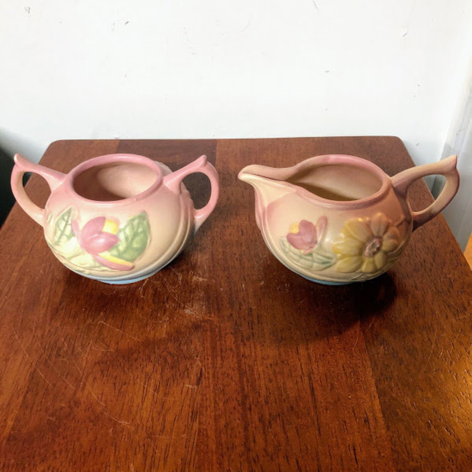 Vintage 1946 Hull Art Pottery Magnolia Matte Sugar and Creamer Etsy