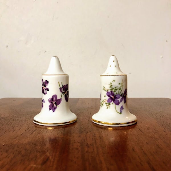 Vintage Hammersley Victorian Violets Salt and Pepper Shaker Set