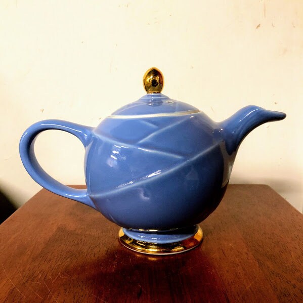 Vintage Hall China Moderne Teapot Cadet/delphinium Blue With Etsy