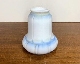 Vintage Art Deco Satin Cased Glass Blue and White Lamp Shade Lighting Fixture