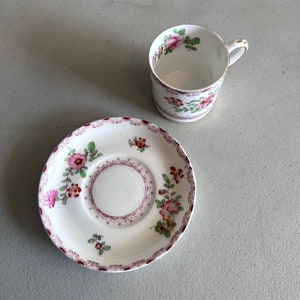 Vintage Crown Staffordshire Demitasse Tea Cup and Saucer Roses 572 England image 6