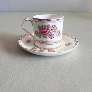 Vintage Crown Staffordshire Demitasse Tea Cup and Saucer Roses 572 England image 4