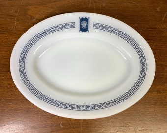 Vintage Pyrex Oval Plate Bradford House Greek Key