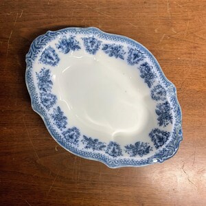 Antique WH Grindley Brussels Blue Flow Blue Oval Vegetable Bowl image 5