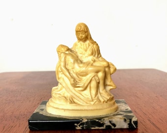 Vintage Miniature A Santini Classic Figure “Pieta” Made in Italy on Marble Base