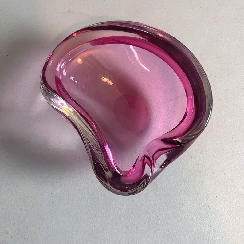 Vintage Murano Glass Cigar Ashtray Purple and Pink MCM Seguso Sommerso Bild 8