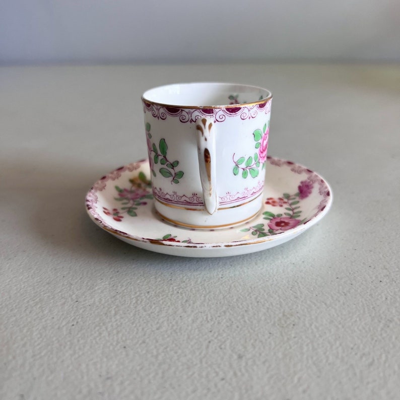 Vintage Crown Staffordshire Demitasse Tea Cup and Saucer Roses 572 England image 3
