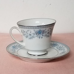 Vintage Noritake Blue Hill Footed Tea Cup and Saucer image 1