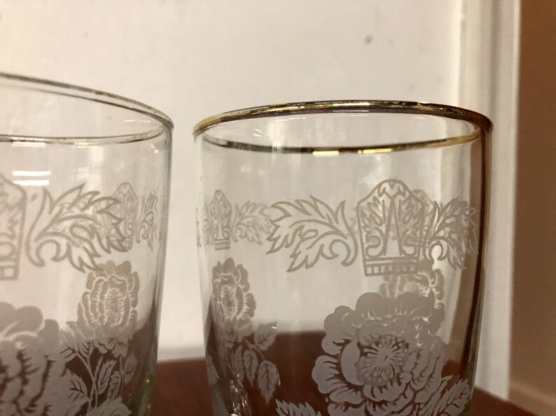 Vintage Pair of Libbey Glass Etched Flowers and Gold Trim Etsy