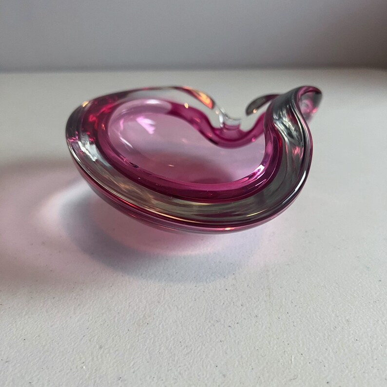 Vintage Murano Glass Cigar Ashtray Purple and Pink MCM Seguso Sommerso Bild 6