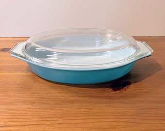 Vintage 1960 Pyrex Princess Casserole Open Baker 053 with Lid Promotional Pyrex