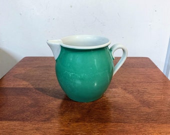 Vintage Czechoslovakia Porcelain Mid Century Modern Design Green and White Creamer Thun Karlovarsky