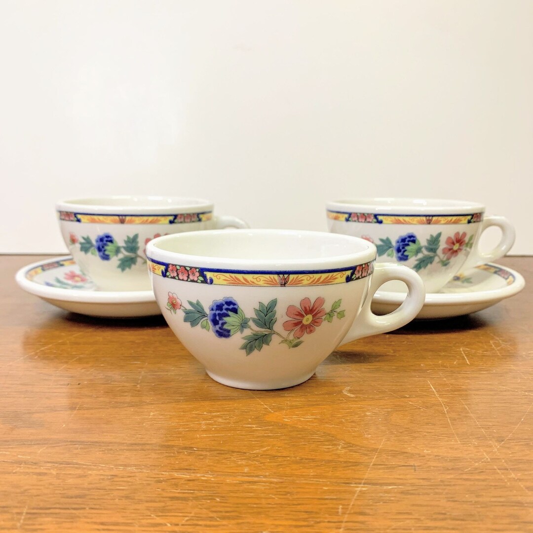 Vintage Syracuse China Dewitt Clinton Bird of Paradise Peacock Cups and
