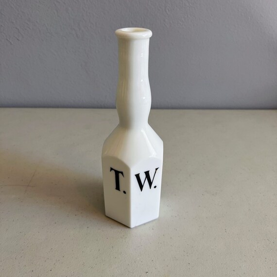 Antique Barbers Bottle Milk Glass Tonic Water Bottle EW Inc TW Etsy