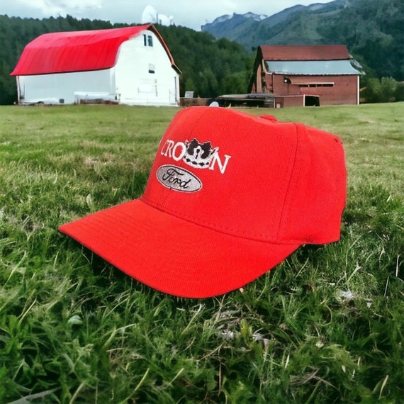 Vintage 90s Ford Red Fitted Hat Crown Ford Flexfit - Etsy
