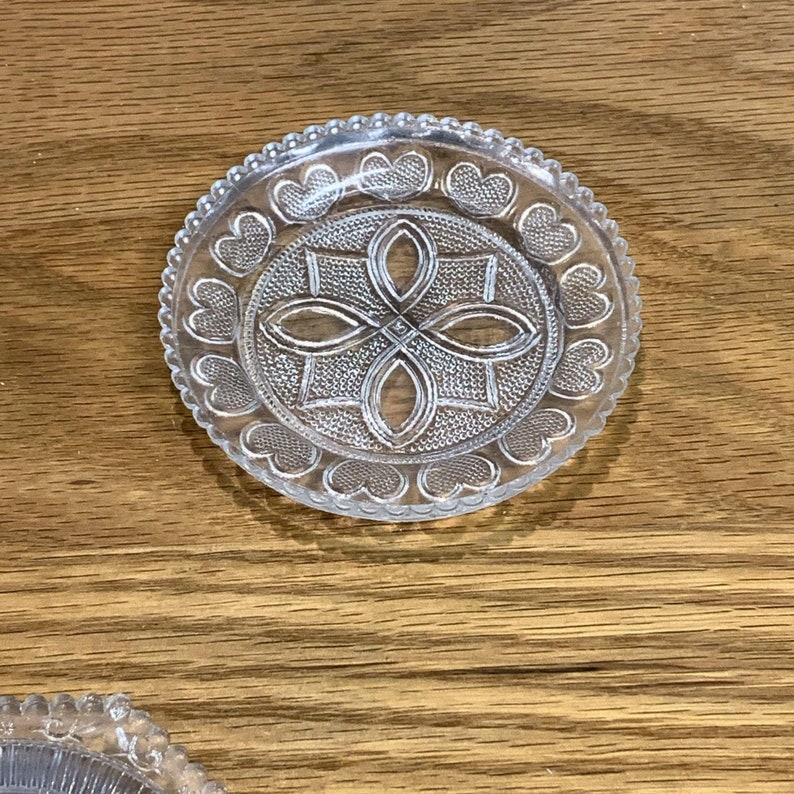 Vintage Pairpoint Glass Cup Plates Coasters Set of 3 Eagle Etsy