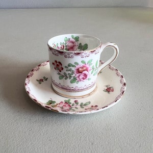 Vintage Crown Staffordshire Demitasse Tea Cup and Saucer Roses 572 England image 2