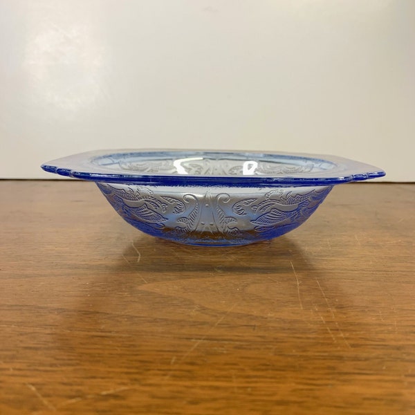 Vintage Indiana Glass Recollection Blue Soup Bowl