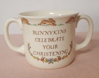 Vintage Royal Doulton Fine Bone China Bunnykins Golden Jubilee Celebration “Christening” 1936 Double Handle Mug