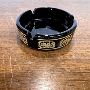 Vintage Golden Nugget Casino Las Vegas Black Glass Ashtray image 3